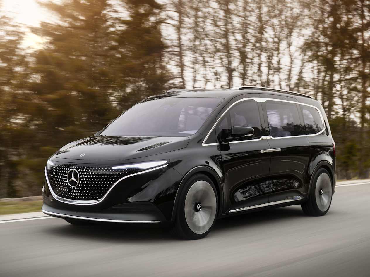Concept EQT de Mercedes-EQ : Trois quart avant gauche plan serré