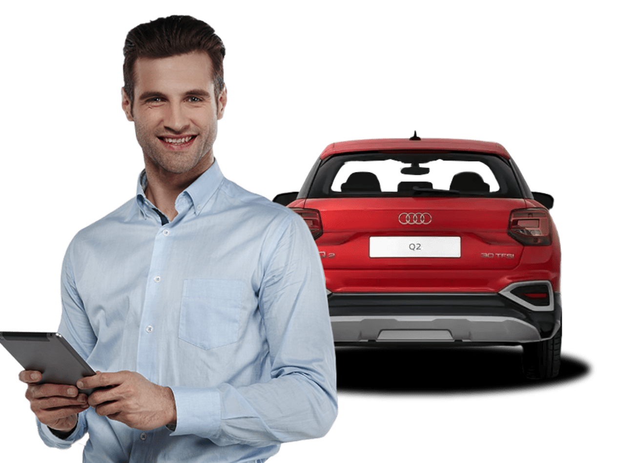 Man behind red Audi