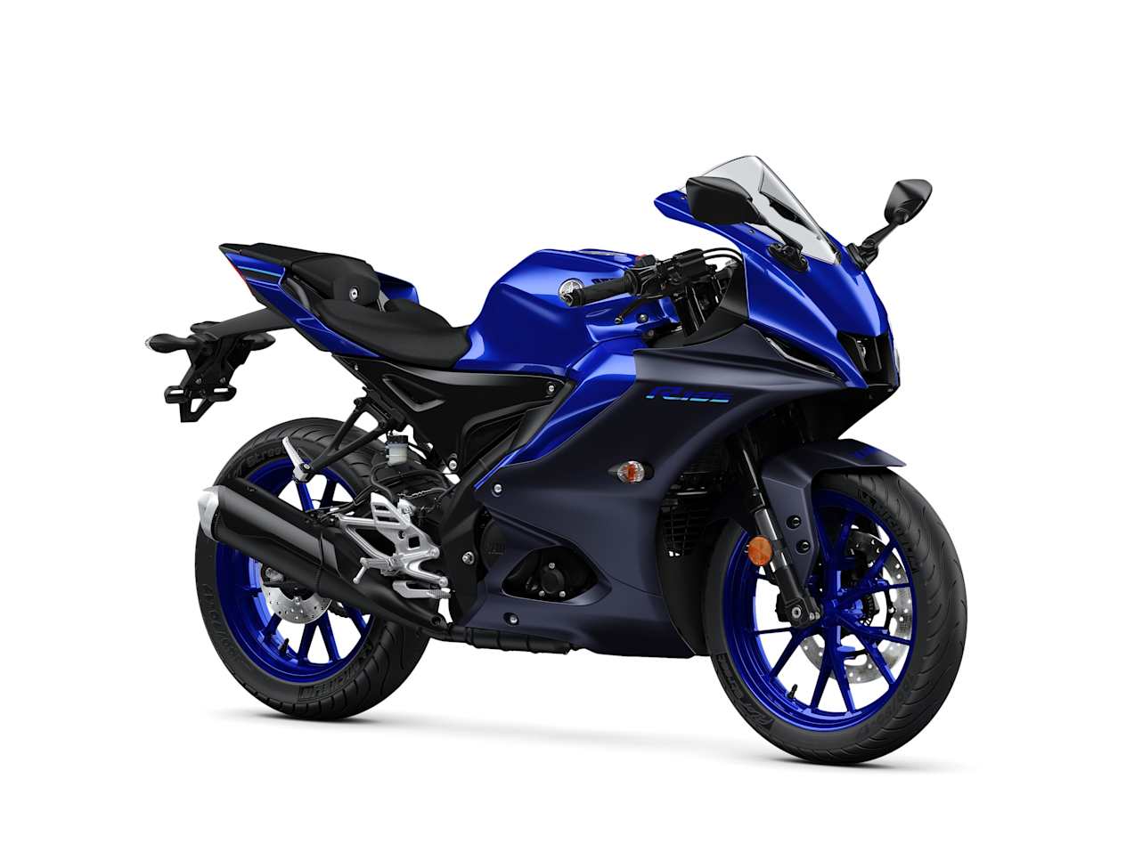 Yamaha R125 2023 icon blue 3/4