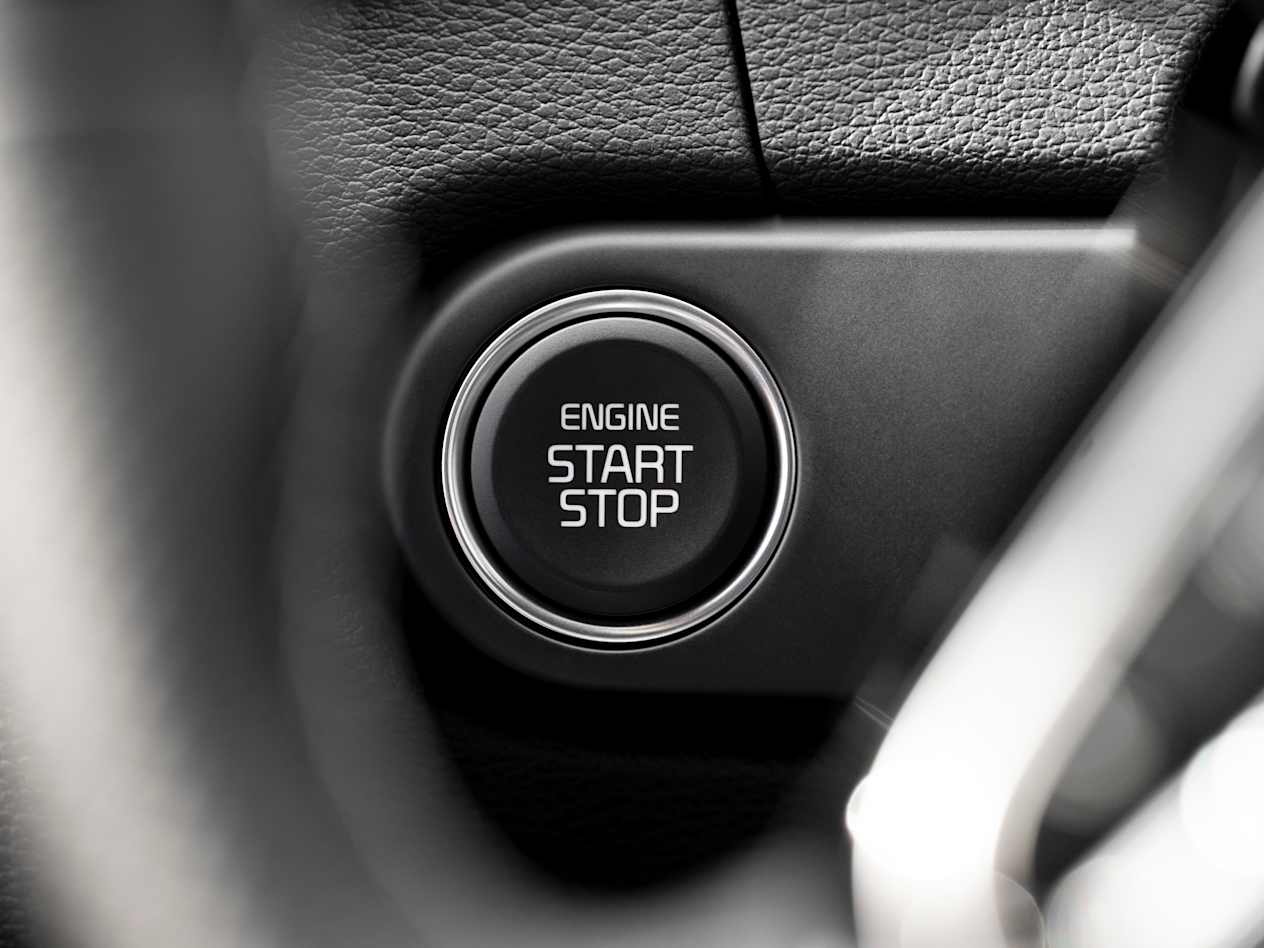 close up of start/stop button inside the Kia Ceed