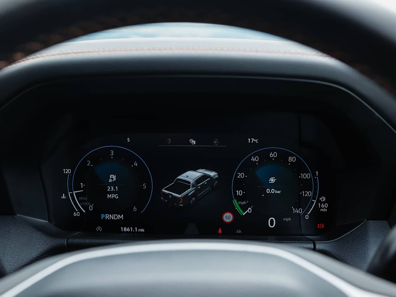 Close up of the digital driver's display in the Volkswagen Amarok