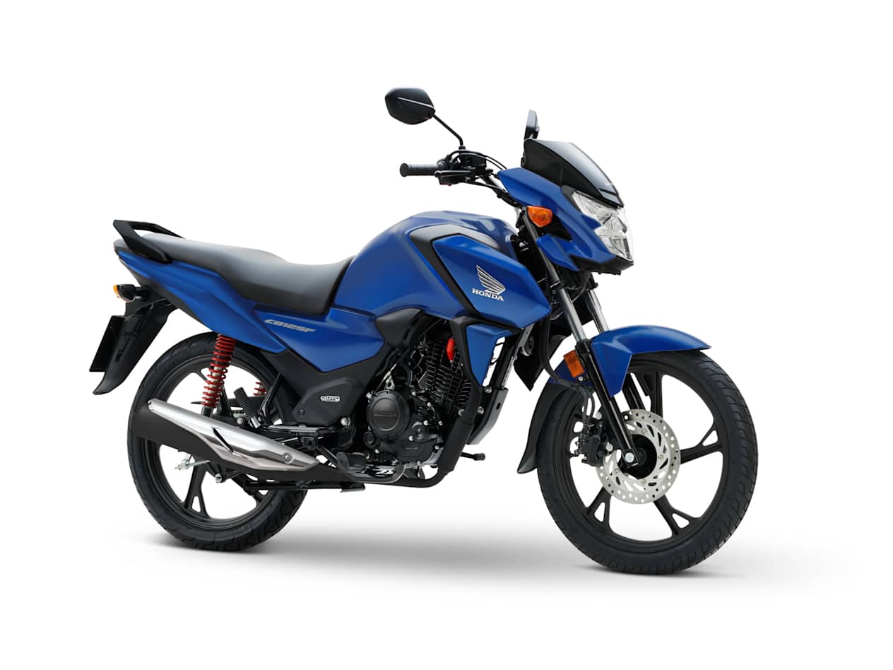 Honda CB125F 2024 Bleu : trois quarts avant