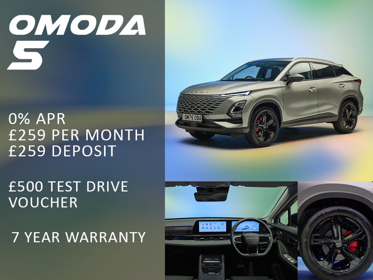 0% PCP: OMODA 5 knight - £259 Per Month