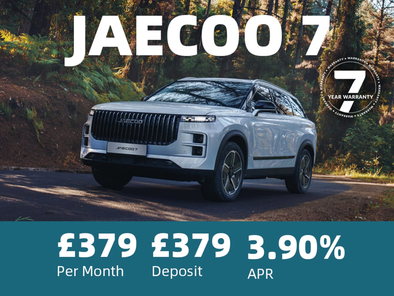 PCP: JAECOO 7 Deluxe - £379 Per Month