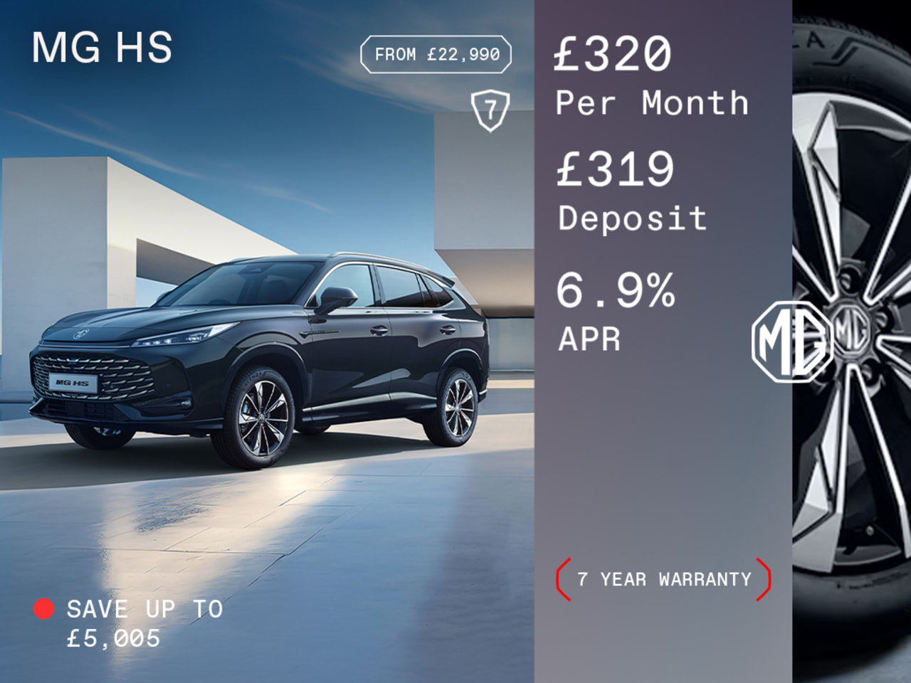Low Deposit PCP: MG HS SE Auto - £320 Per Month