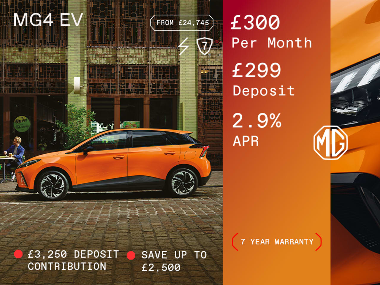 Low Deposit PCP: MG4 EV SE - £300 Per Month