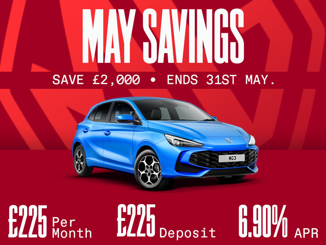 MAY SAVINGS! MG3 SE - £225 Per Month!