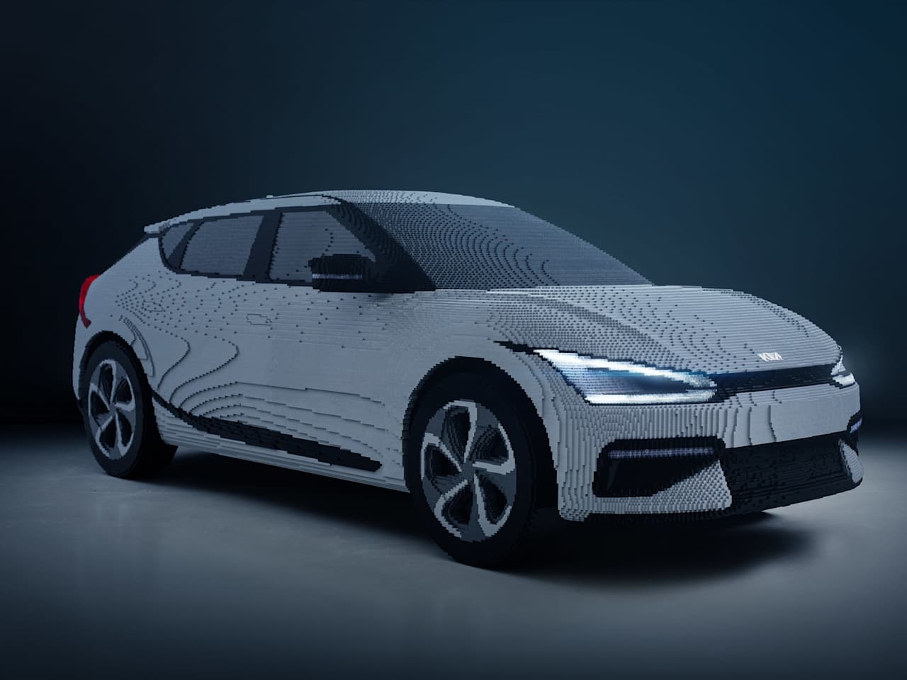 Kia EV6, Constructed with 350,000 LEGO® Bricks, Showcased at Milan Design Week with "Brick To The Future" Exhibit.