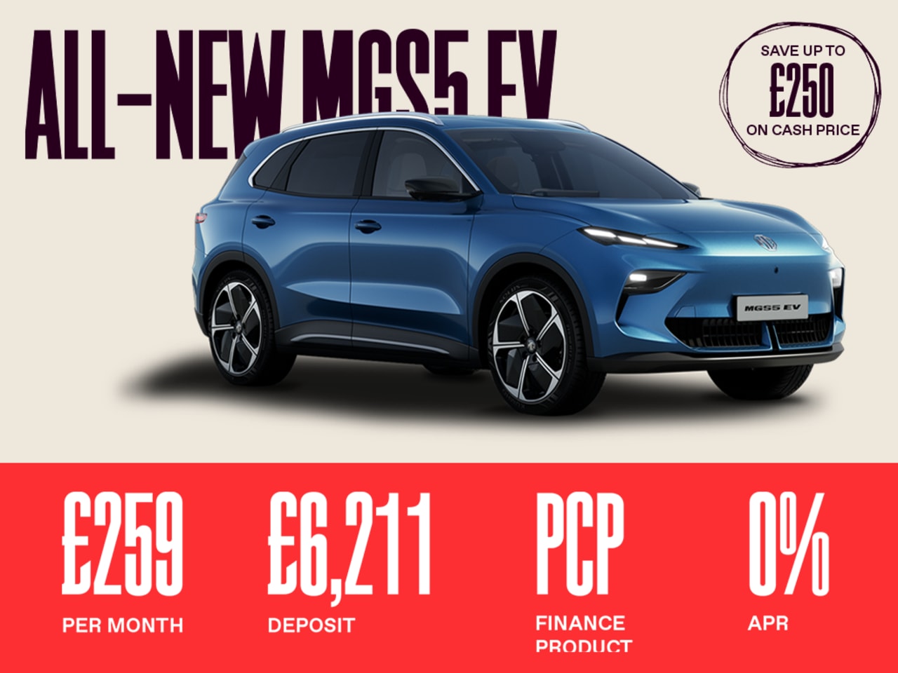 0% PCP: MGS5 EV SE - £259 Per Month