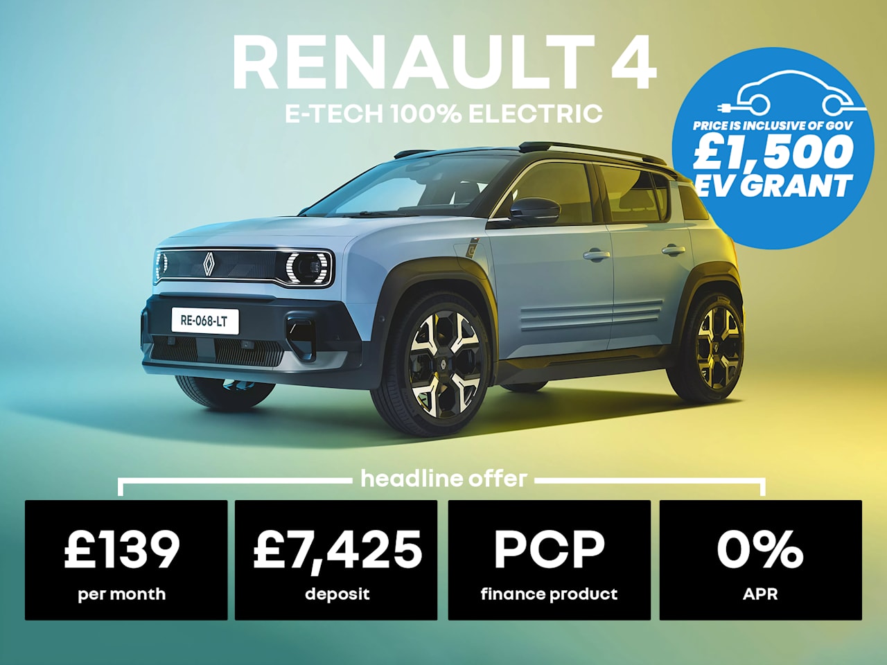 0% PCP: Renault 4 Evolution - £139 Per month