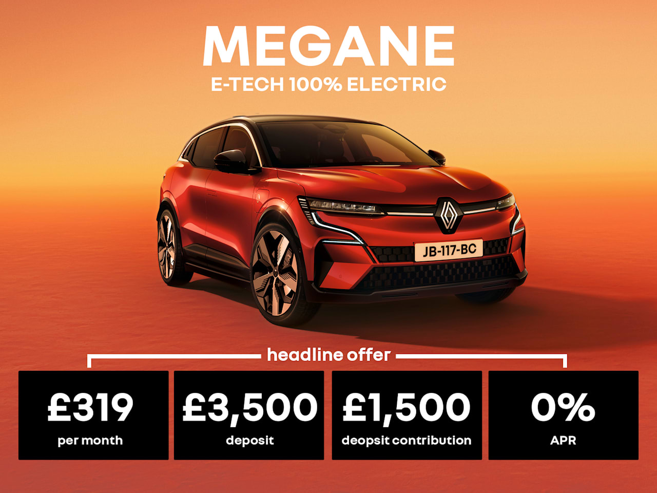 0% PCP: MEGANE E-TECH Electric Evolution - £319 Per Month