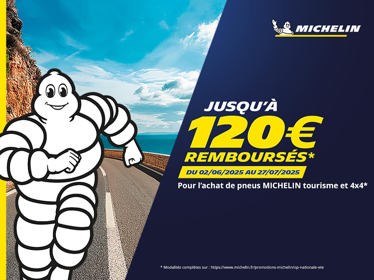 Pneus Michelin : jusqu’à 120 € remboursés*