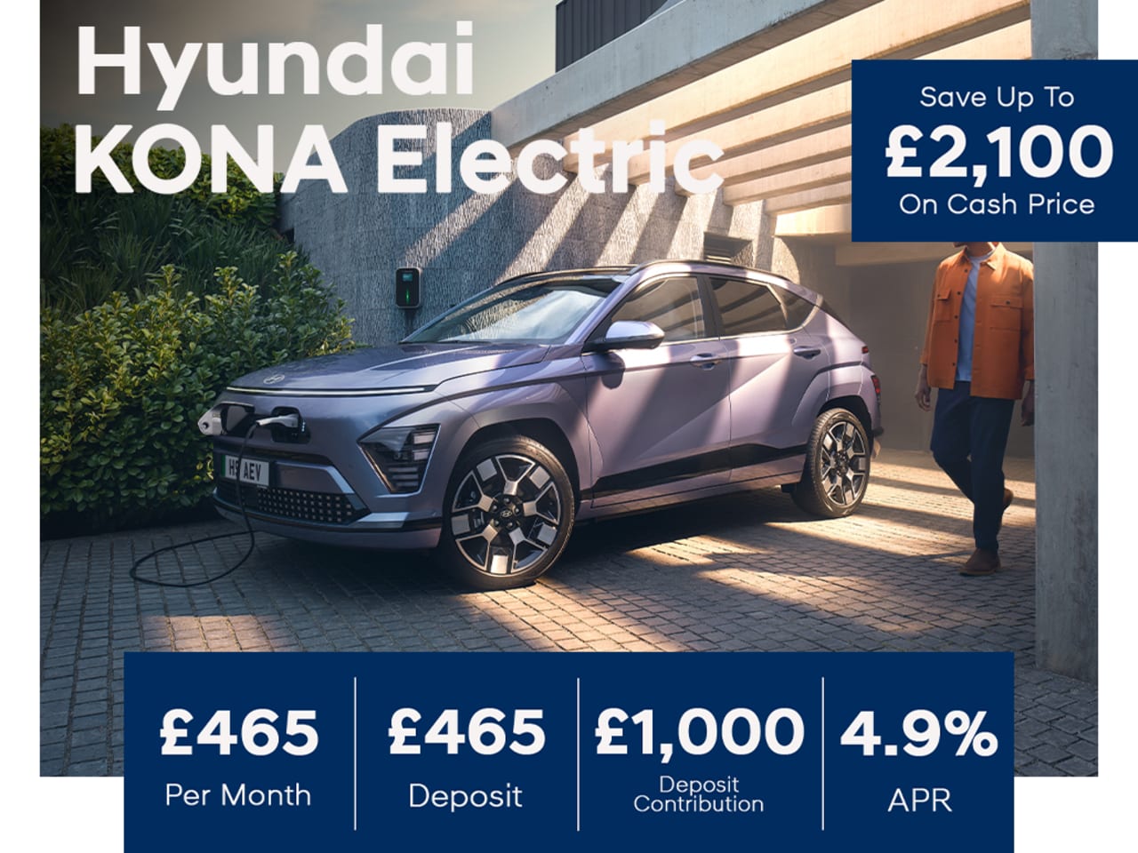 Low Deposit PCP: KONA Electric Advance 65kWh - £465 Per Month