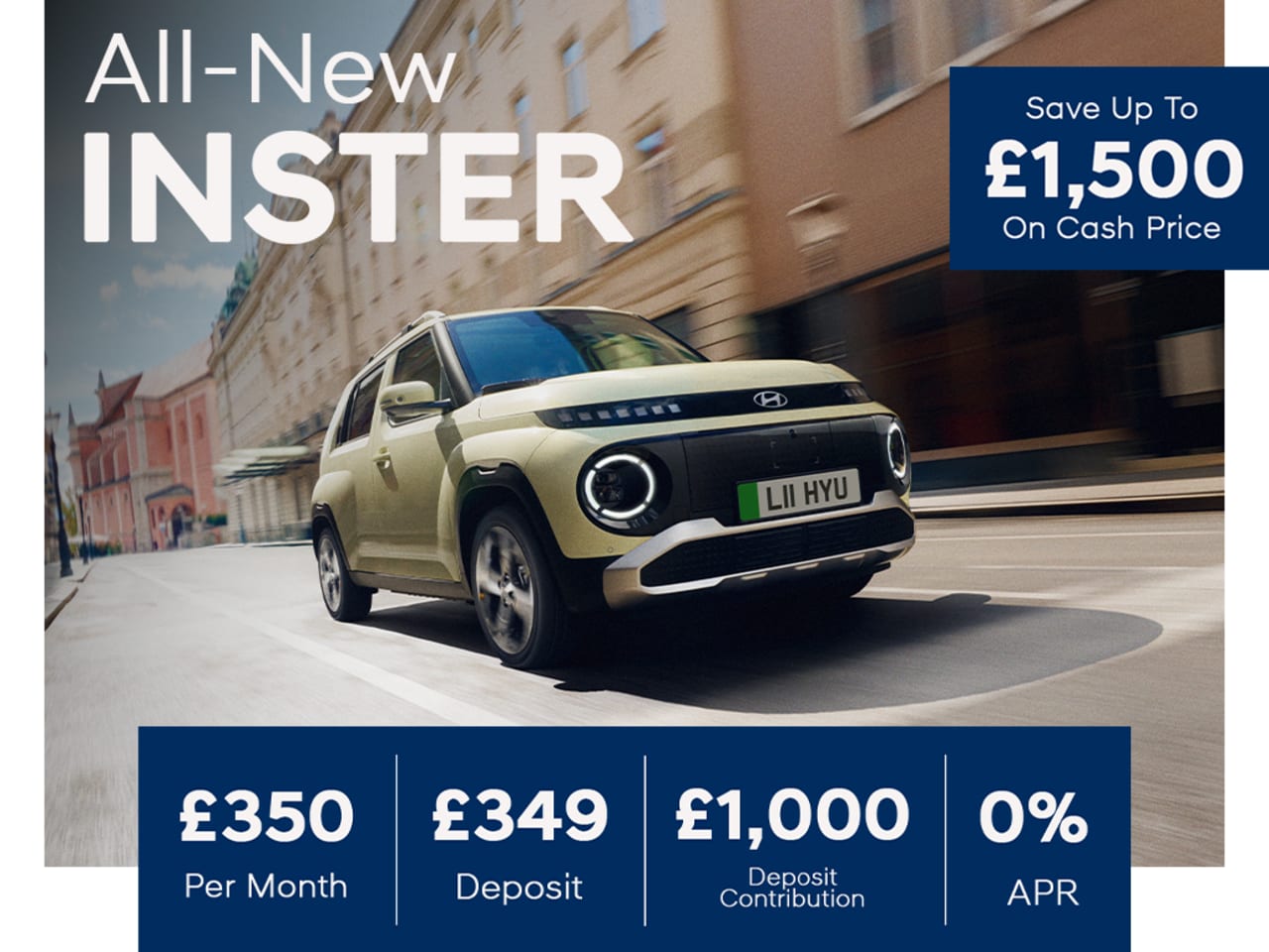 0% PCP: INSTER 2 49kWh - £350 Per Month