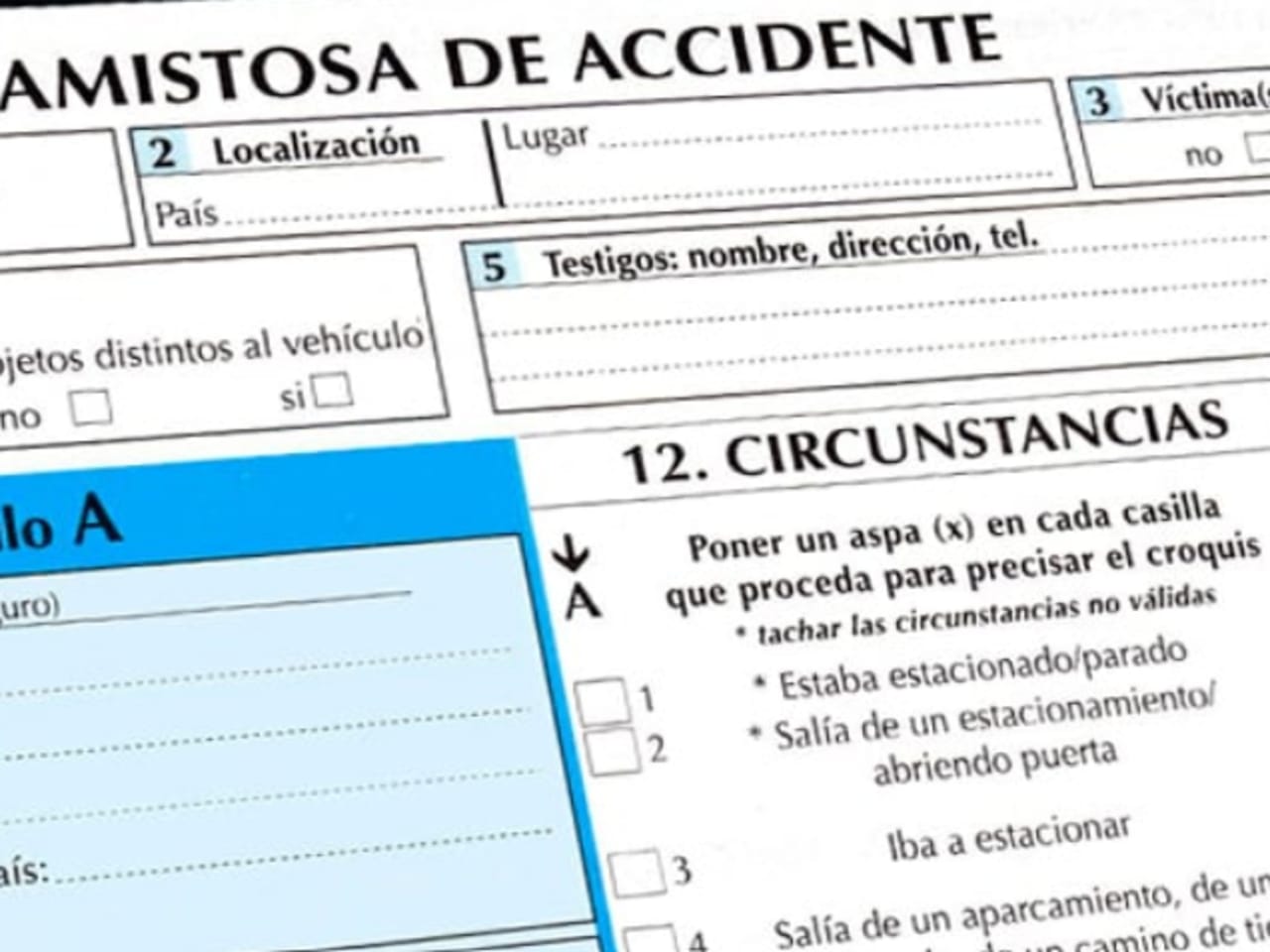 Como rellenar un parte amistoso de siniestro