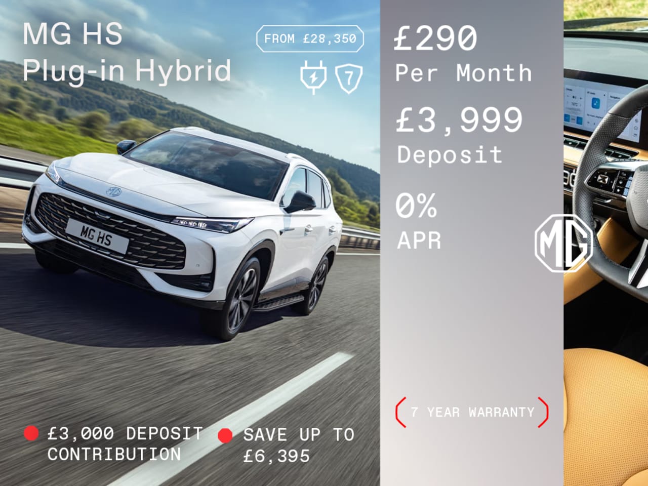 0% PCP: MG HS Plug-in Hybrid Trophy - £290 Per Month