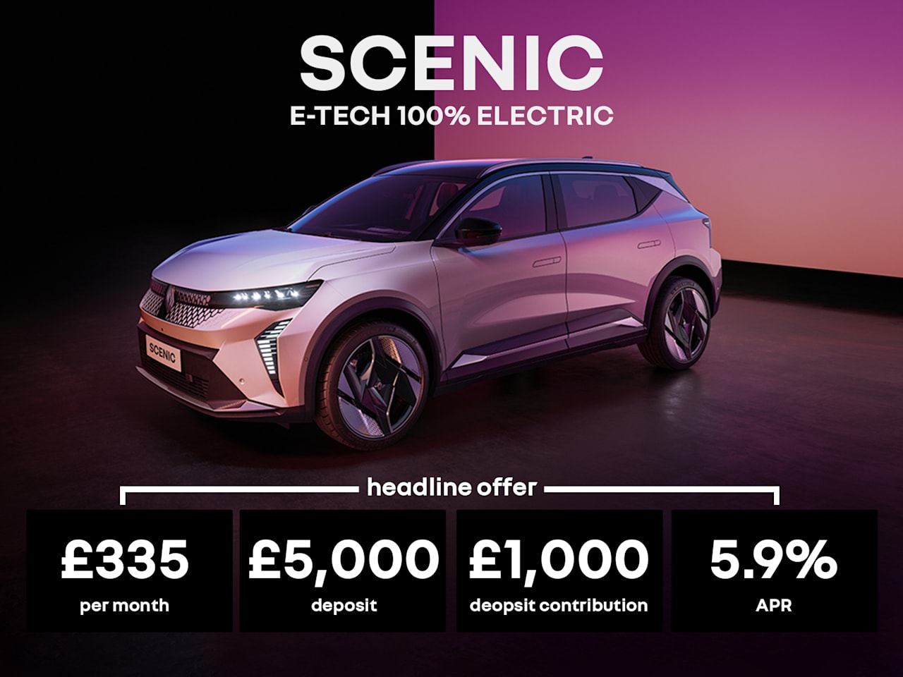 Low Payment PCP: SCENIC E-TECH Electric techno MY26 - £335 Per Month