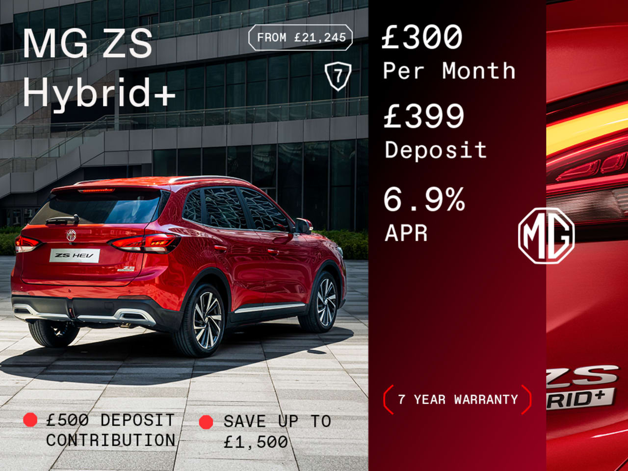 Low Deposit PCP: MG ZS Hybrid+ SE - £300 Per Month