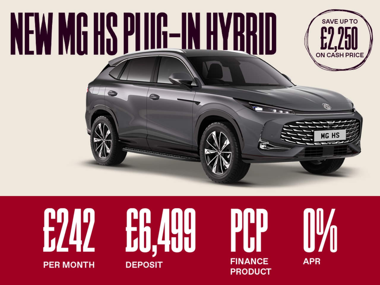 0% PCP: MG HS PHEV Trophy Auto - £242 Per Month
