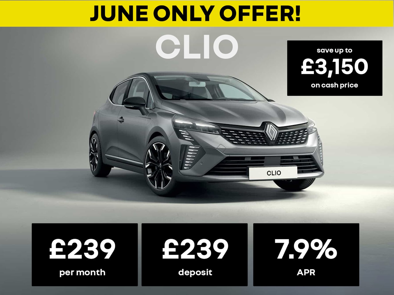 JUNE ONLY! : 25 REG CLIO - From £239 Per Month!