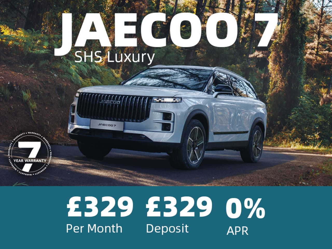 PCP: JAECOO 7 SHS Luxury - £329 Per Month