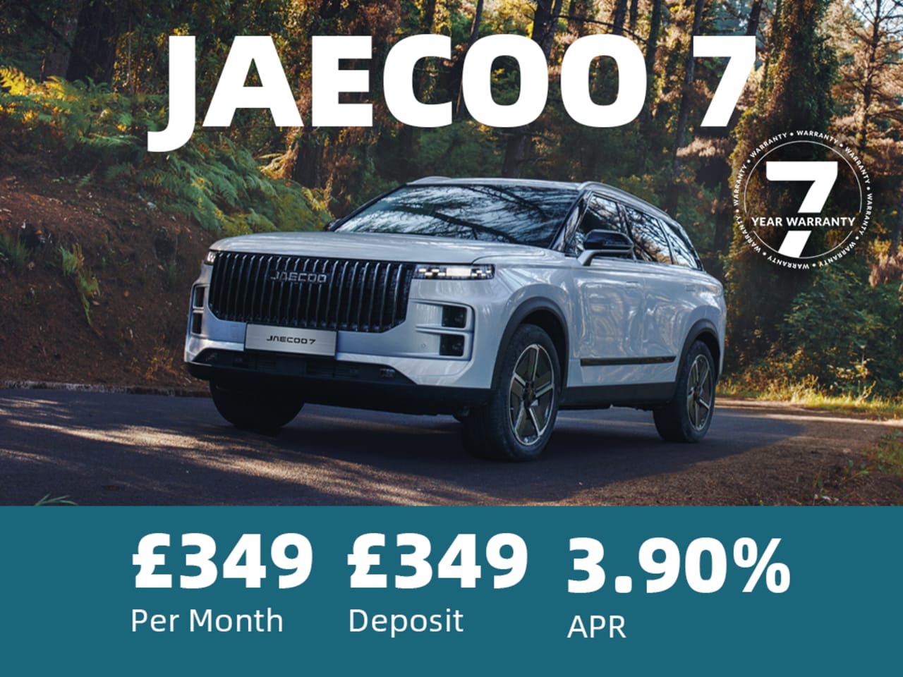 PCP: JAECOO 7 Deluxe - £349 Per Month