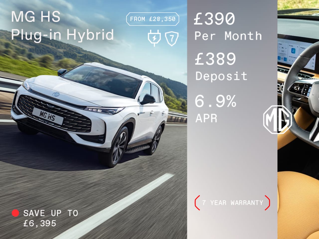 Low Deposit PCP: MG HS Plug-in Hybrid Trophy - £390 Per Month