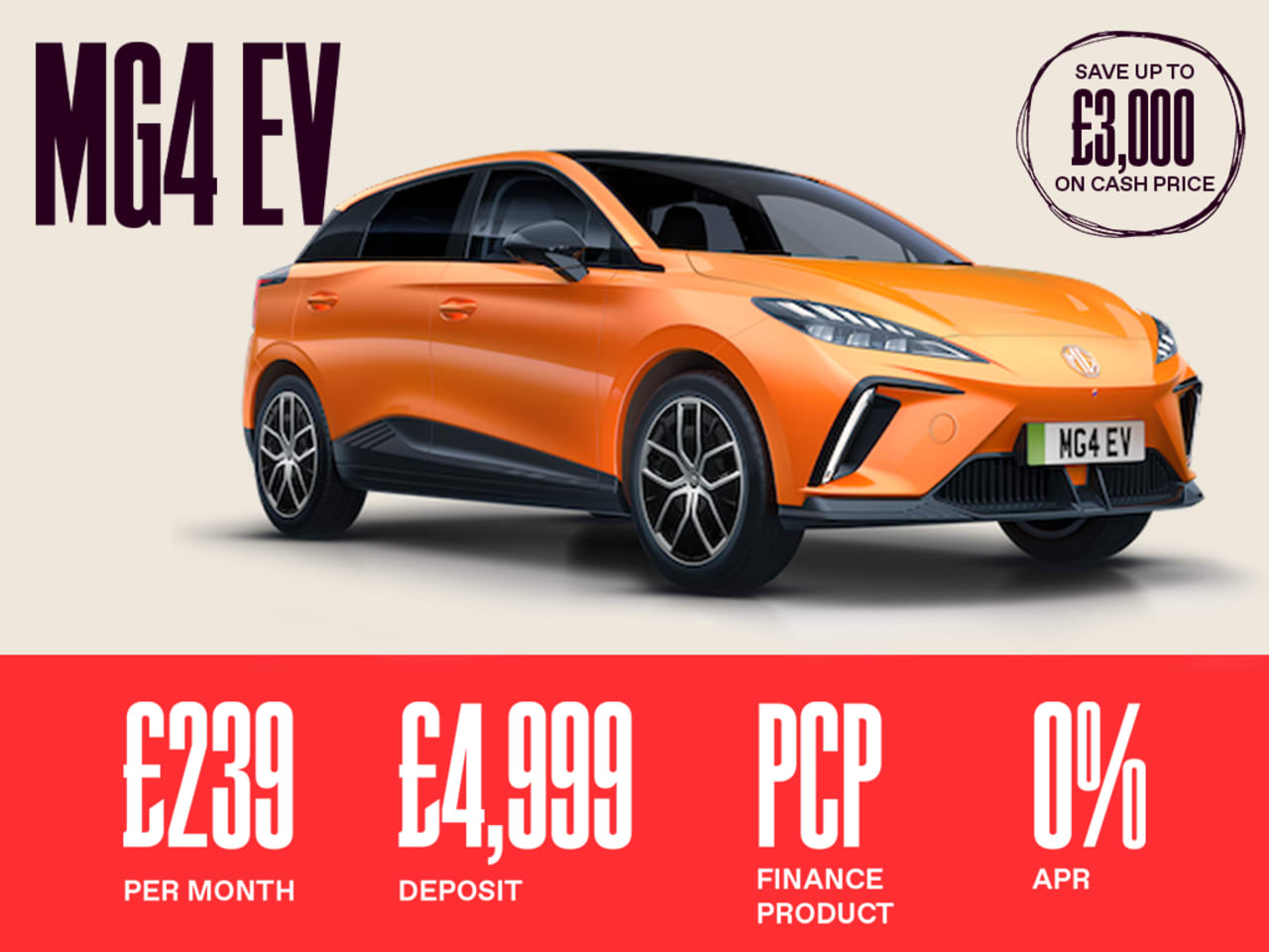 0% PCP: MG4 EV SE - £239 Per Month