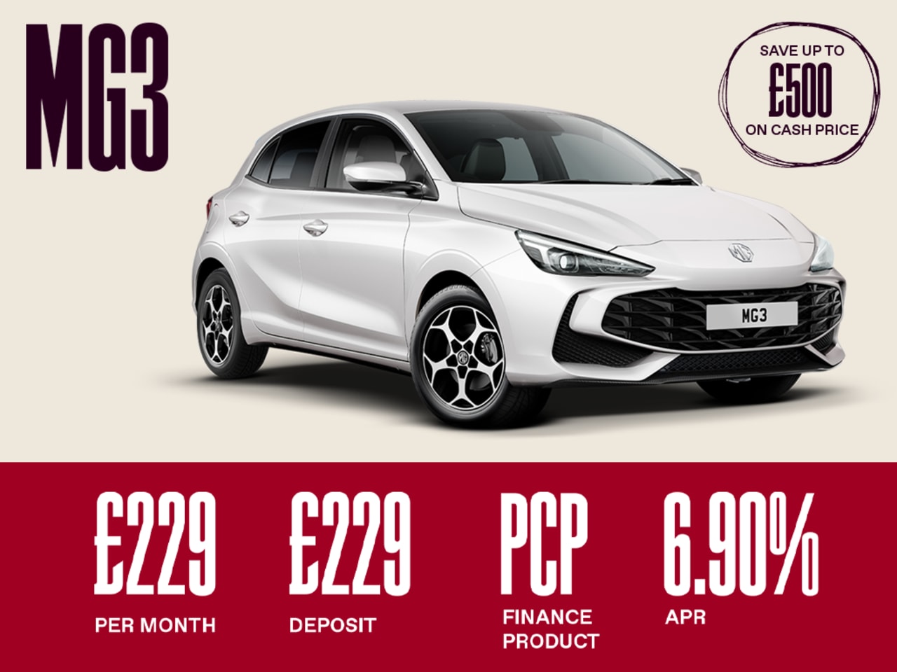 Low Deposit PCP: MG3 SE - £229 Per Month