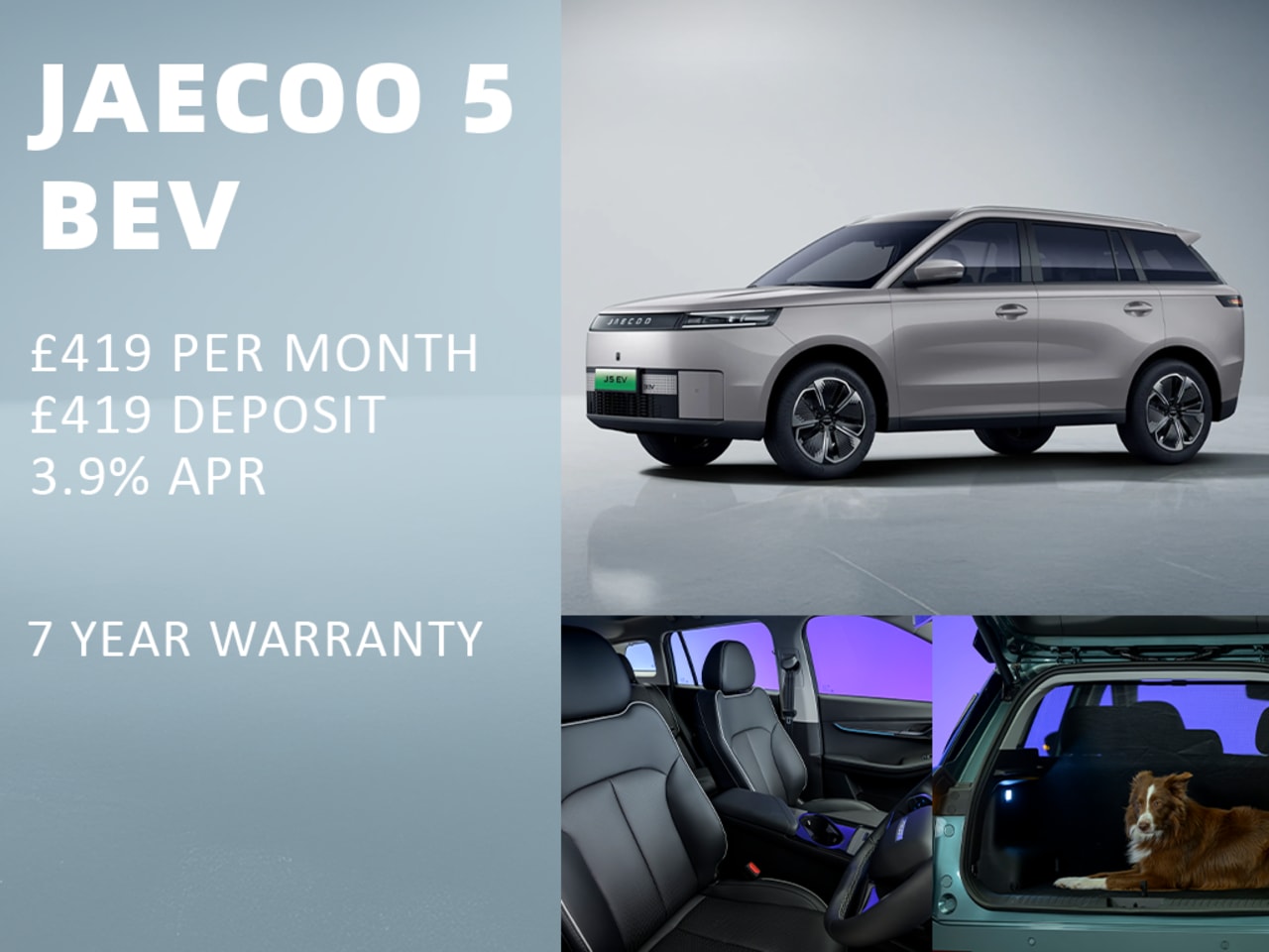 PCP: JAECOO 5 BEV Luxury - £419 Per Month