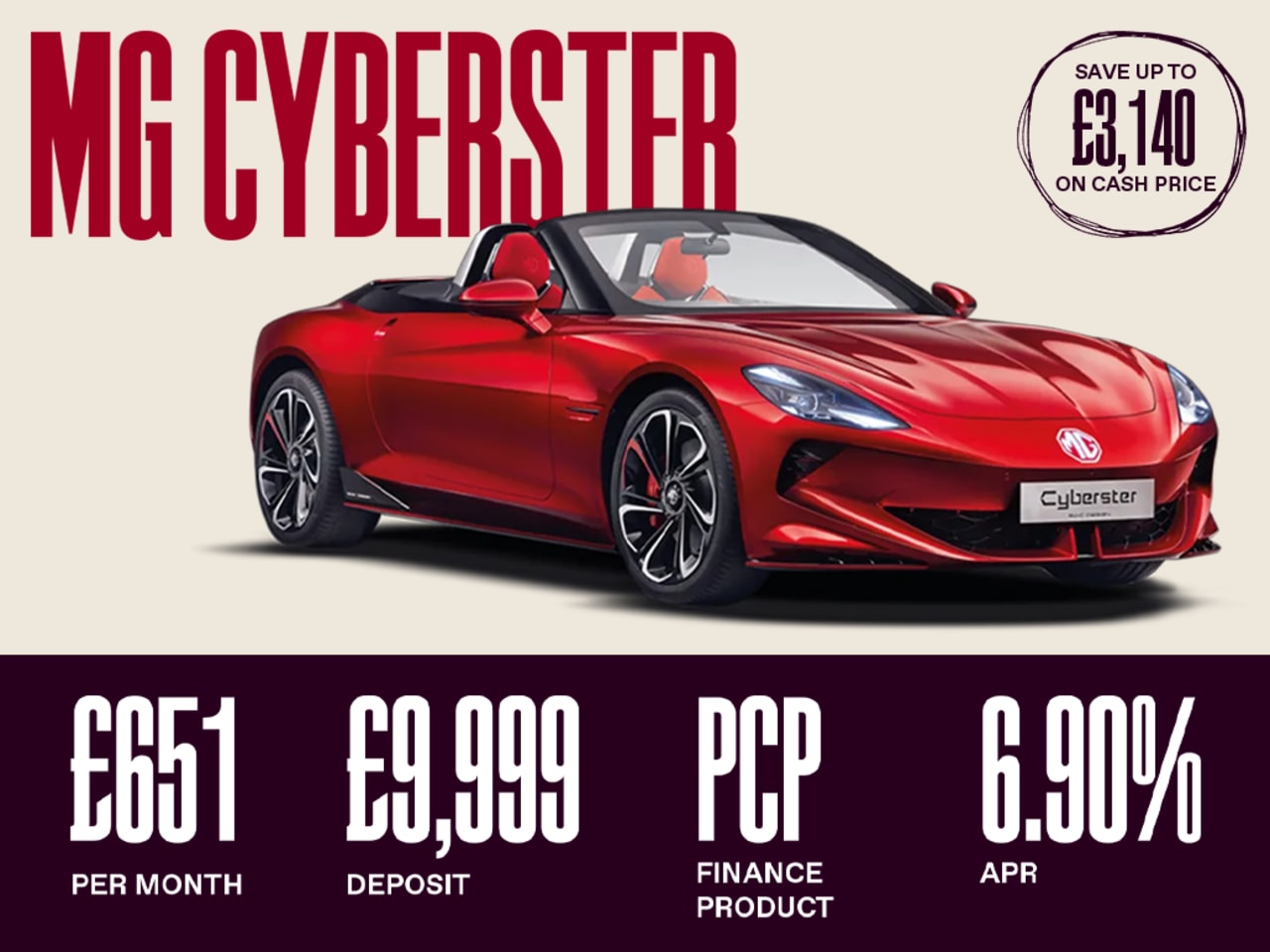 PCP: CYBERSTER GT - £651 Per Month