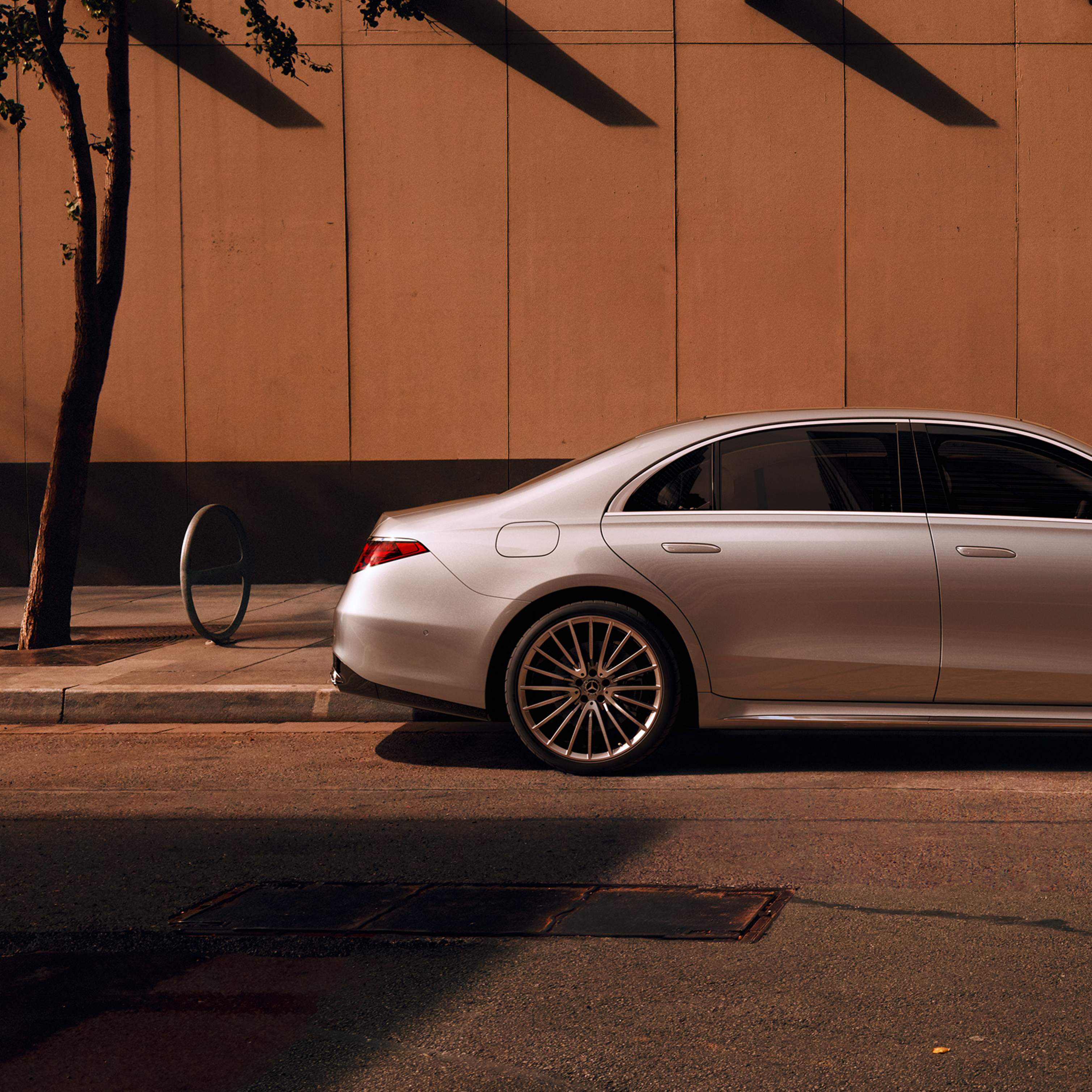A luxurious Mercedes S-Class sedan, representing premium business car rental Dubai options for VIPs