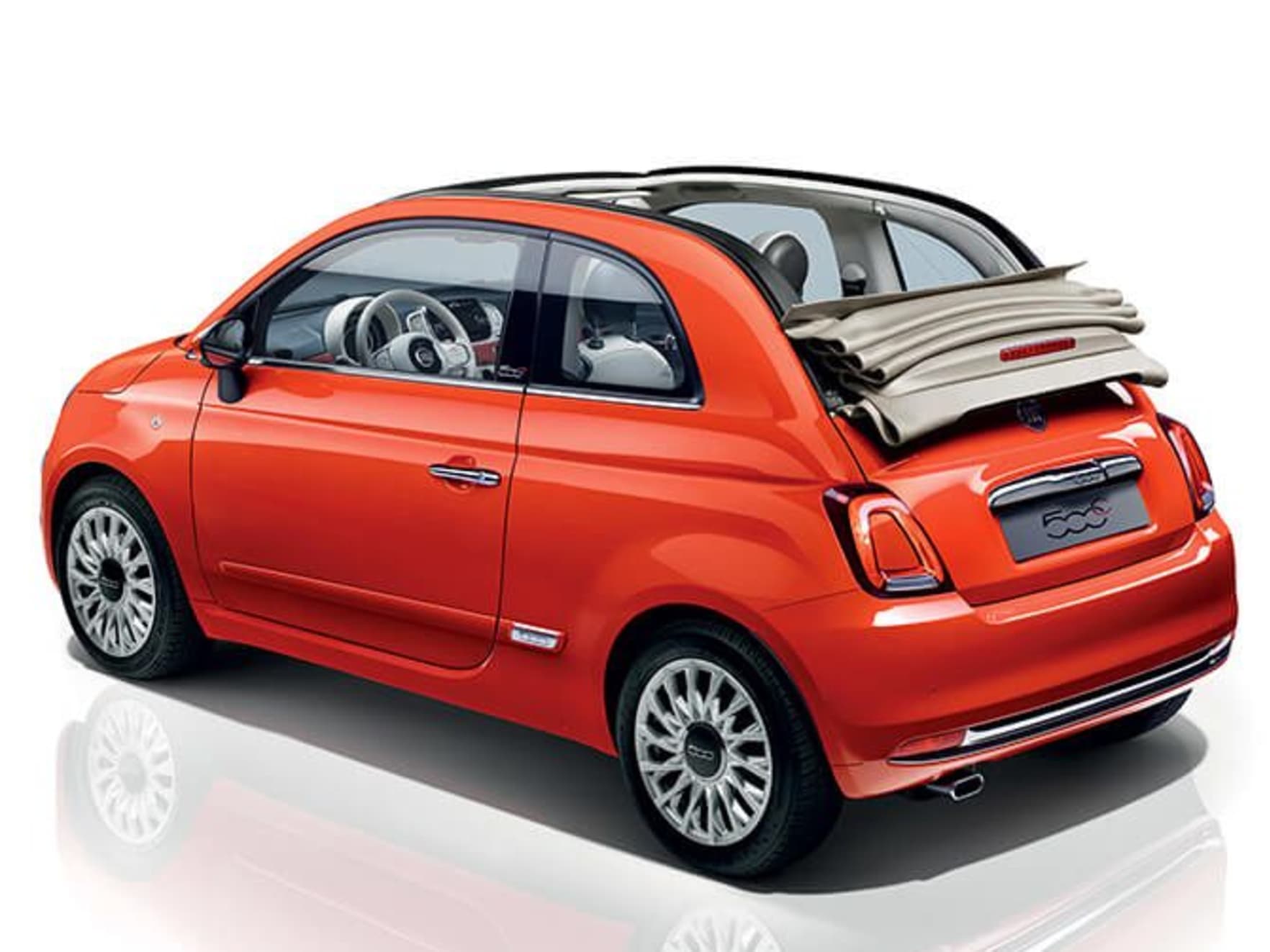 Orange Fiat 500C Rear Exterior