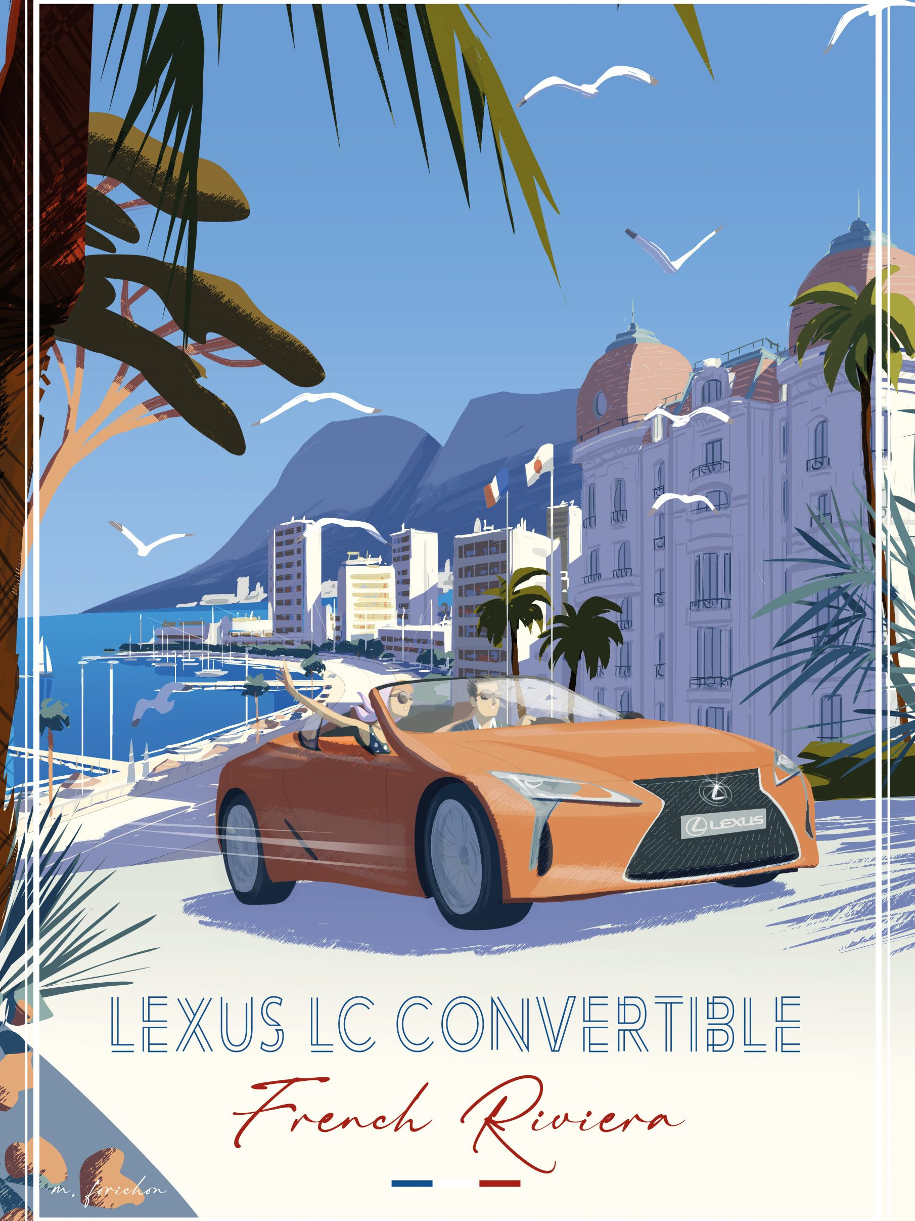 Lexus LC Convertible travel poster - France
