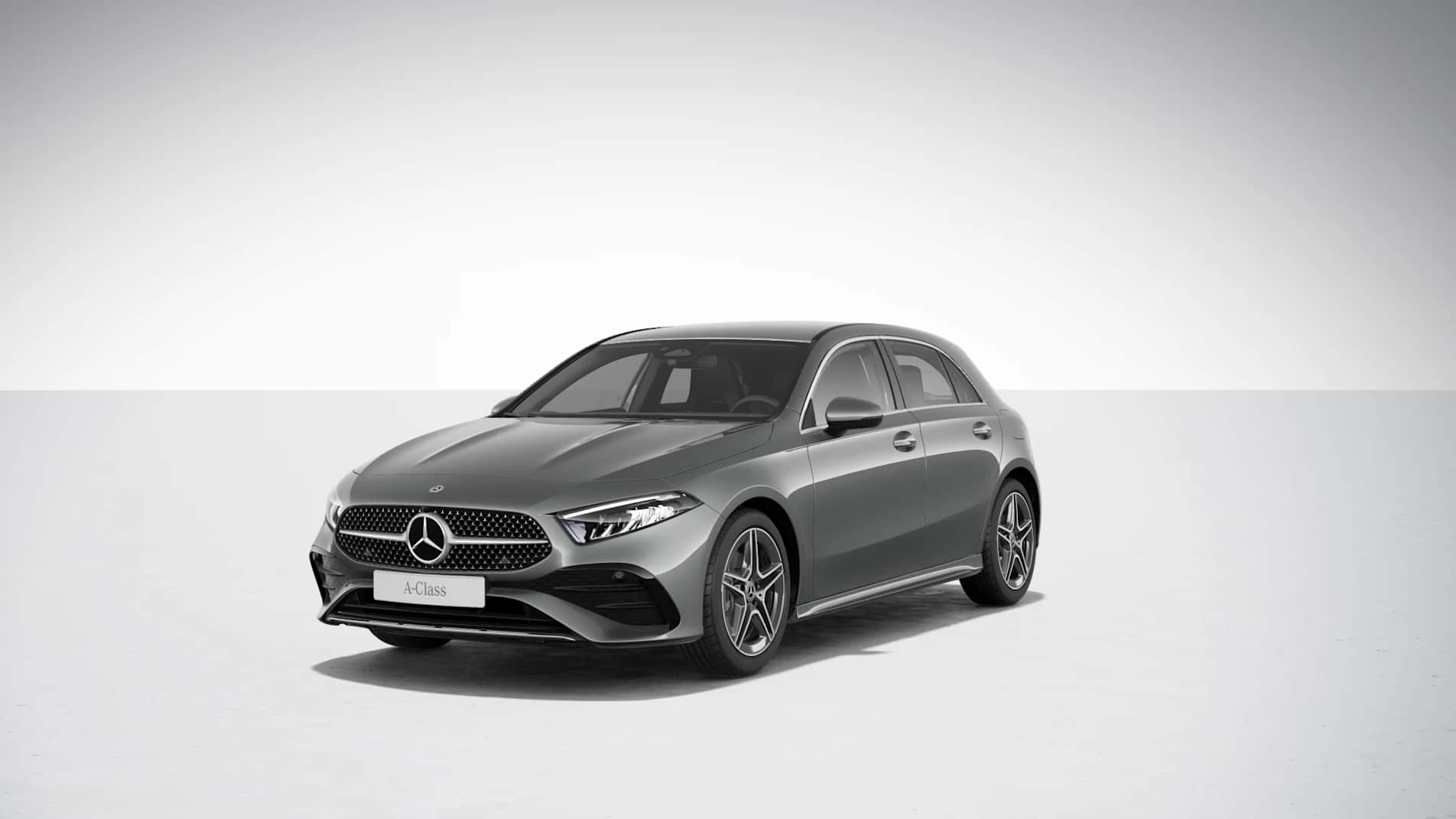 Grey Mercedes-A-Class hatchback AMG Line