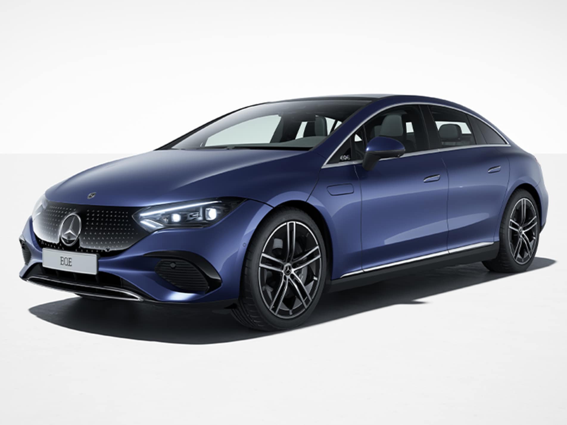 Blue Mercedes-EQE in Electric Art equipment line