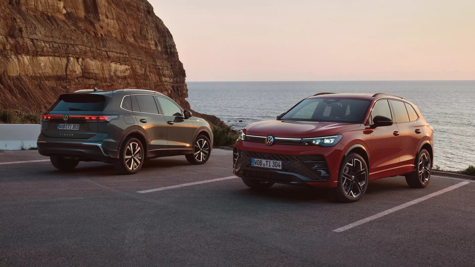 New Volkswagen Tiguan on a coastal road – Volkswagen offers at Camerons Volkswagen, Perth