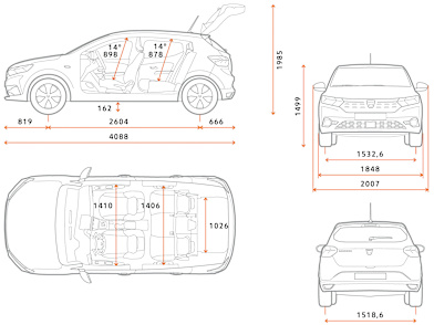 Dacia Sandero dimensions, boot space and similars