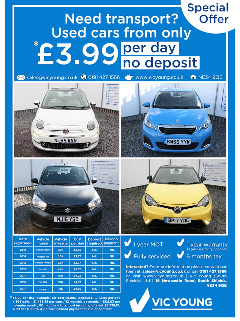 Special Offer Used Cars From Only 3 99 Per Day South Shields Tyne And Wear Vic Young