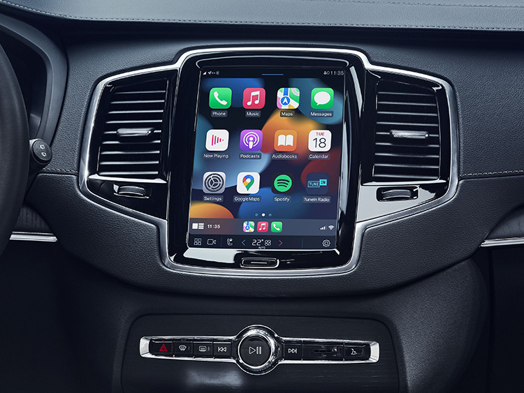 Apple CarPlay smartphone integration in a Volvo