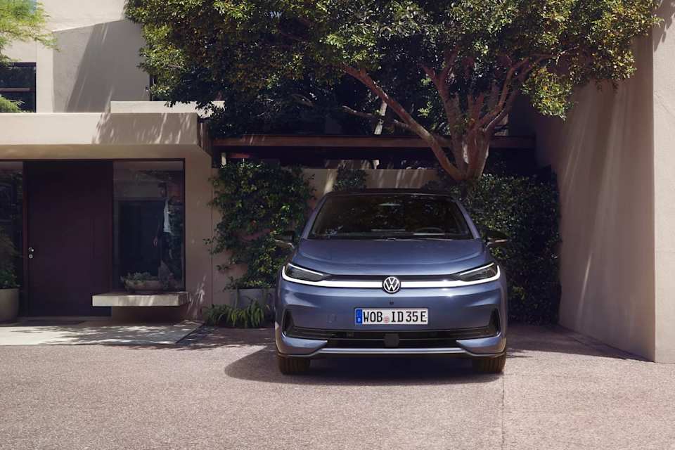 Blue Volkswagen ID.3 Neo parked outside a family home – Camerons Volkswagen, Perth